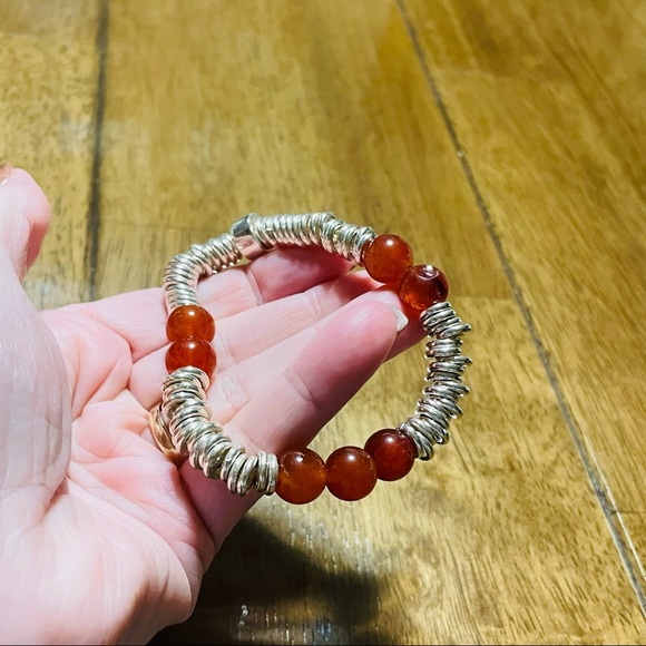 Sterling Silver and Red Coral Statement Bracelet - Picture 5 of 8